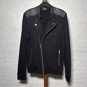 The Kooples Sport biker motorcycle zipped hoodie jacket black